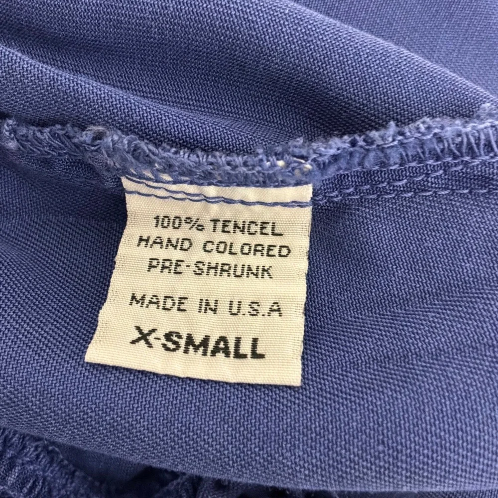 Russ Berens Malibu USA 2 Piece Set XS Blue Excellent Vintage Ruffle Tencel